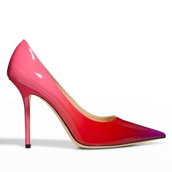 Jimmy Choo Love 100 Gradient Patent Leather Ombre Pumps Pink 38 - Picture 1 of 6